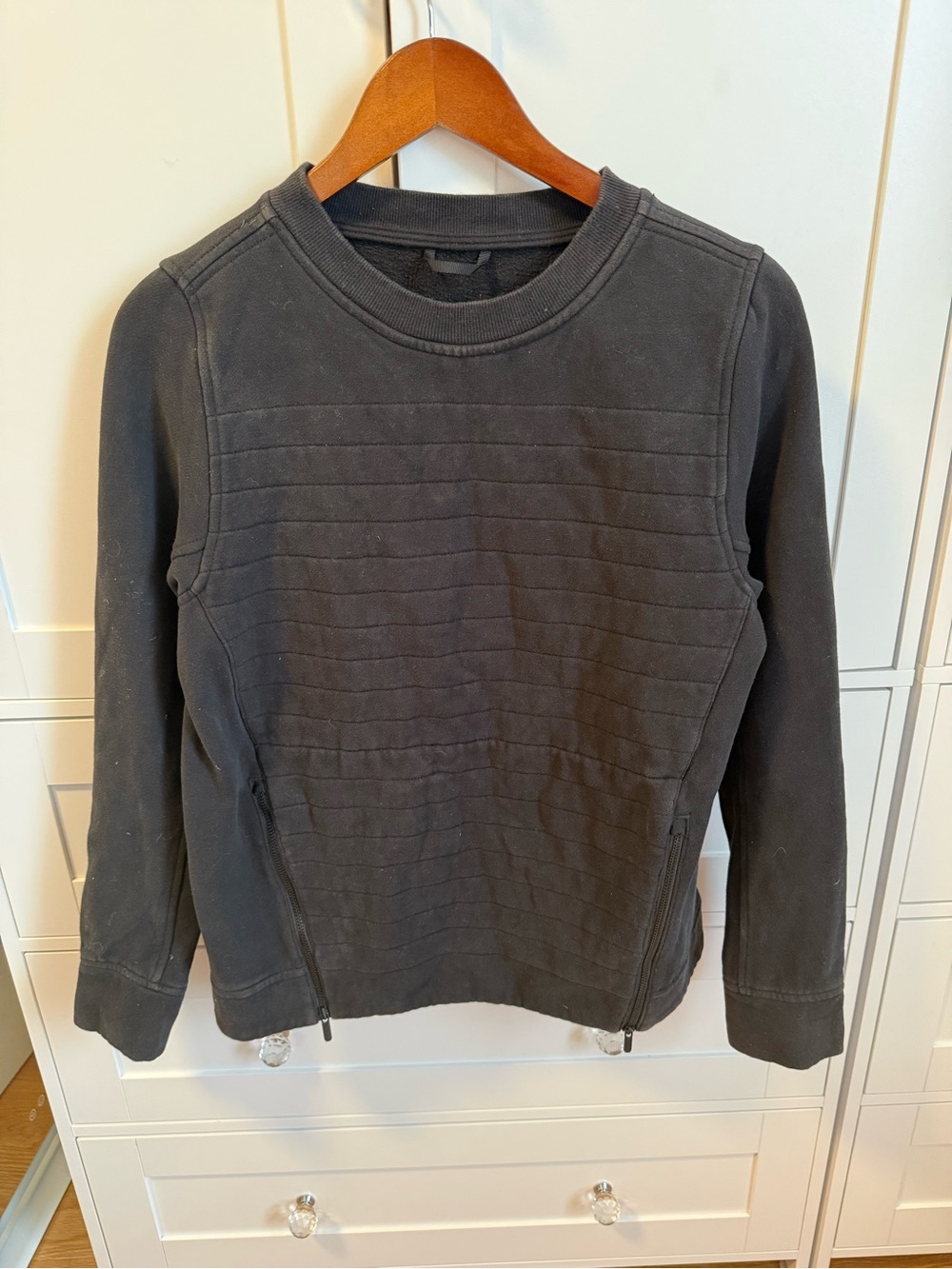 lululemon athletica Black Quilted Crewneck Sweatshirt